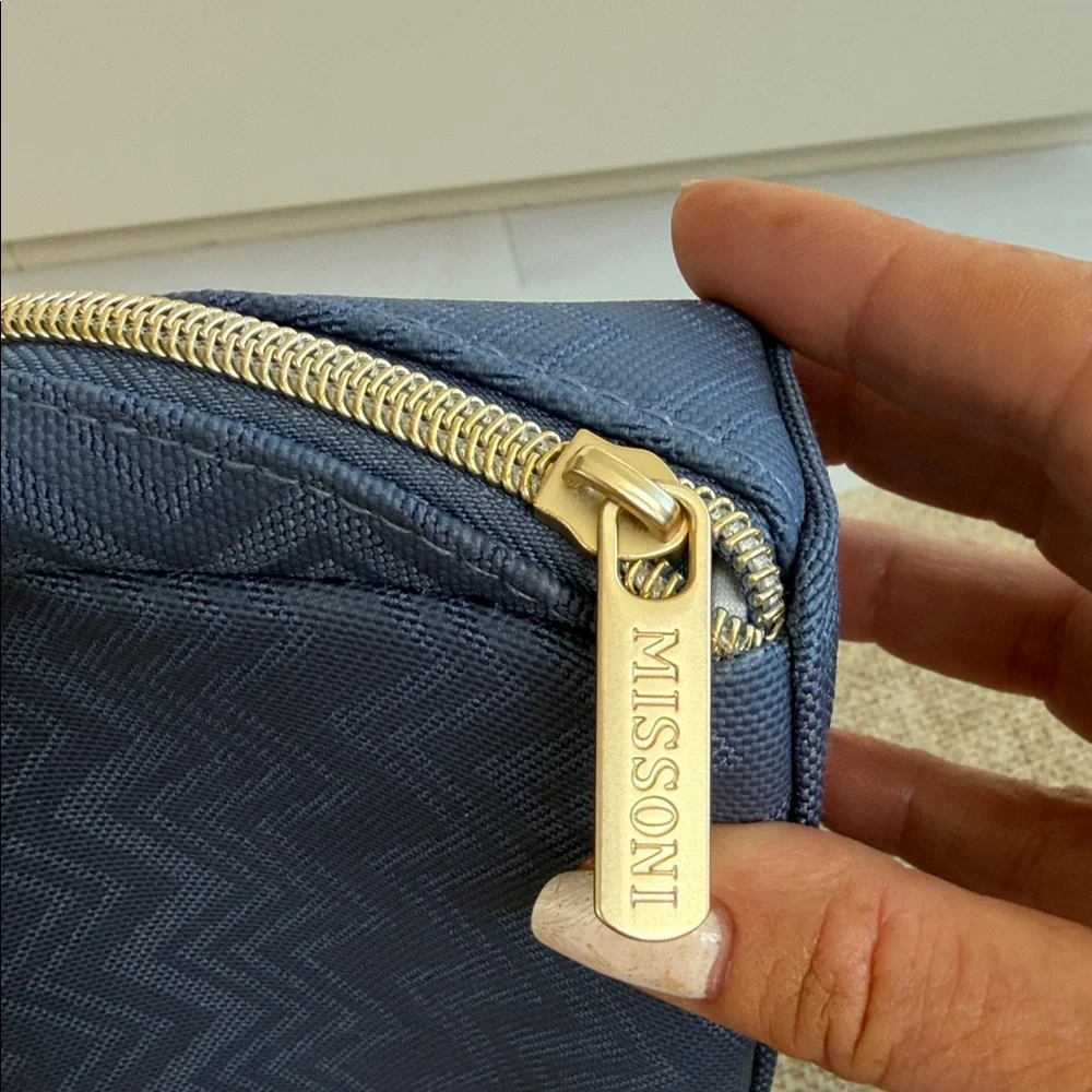 Missoni Blue Chevron Zip Cosmetic Case